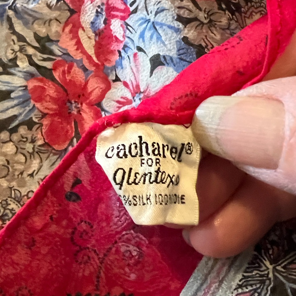 Vintage Cacharel for Glentex Silk Sheer Scarf square 20” - Picture 2 of 3